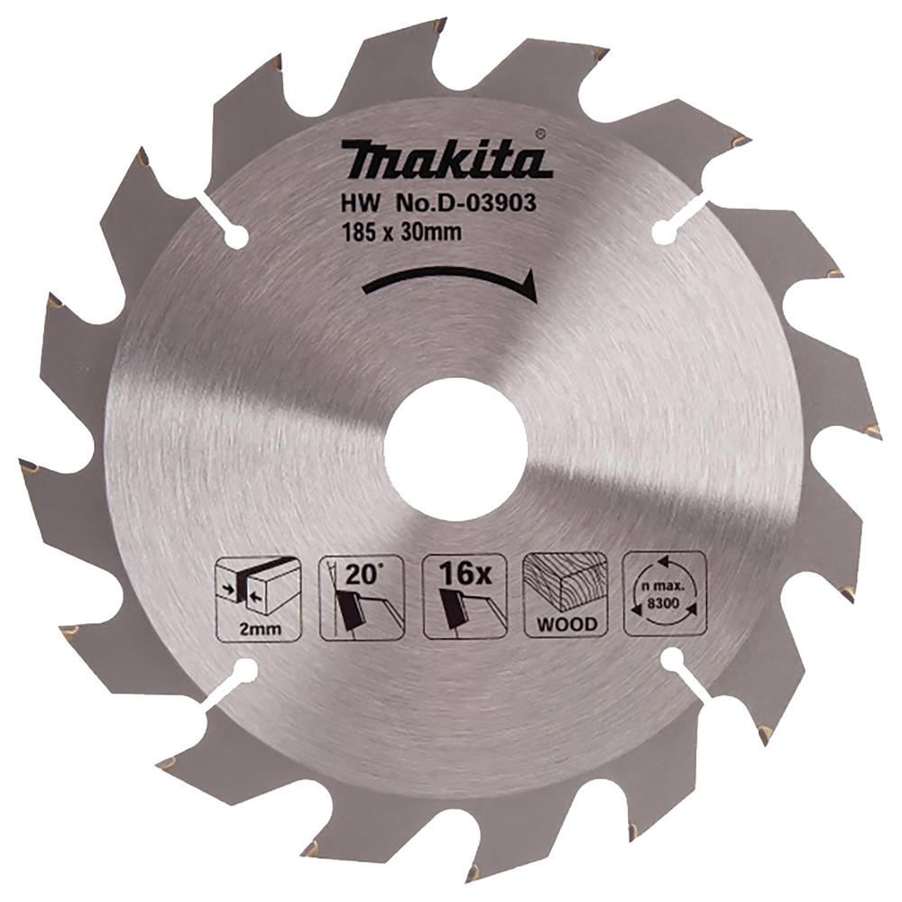Makita Wood Cutting Circular Saw Blade 185mm 16t 30mm