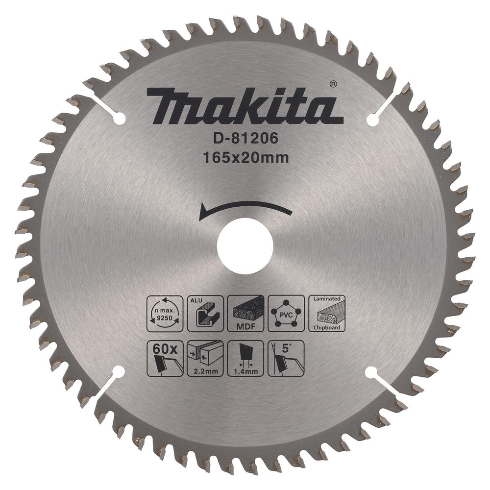 Image of Makita Multi Purpose Circular Saw Blade 165mm 60T 20mm