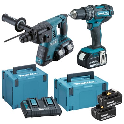Makita DLX2137PTJ 18v LXT Cordless SDS Plus and Combi Drill Kit
