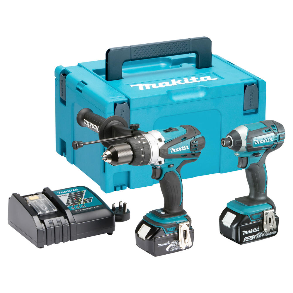 Makita DLX2145TJ 18v LXT Cordless Combi Drill and Impact Driver Kit 2 x 5ah Li-ion Battery Charger Case