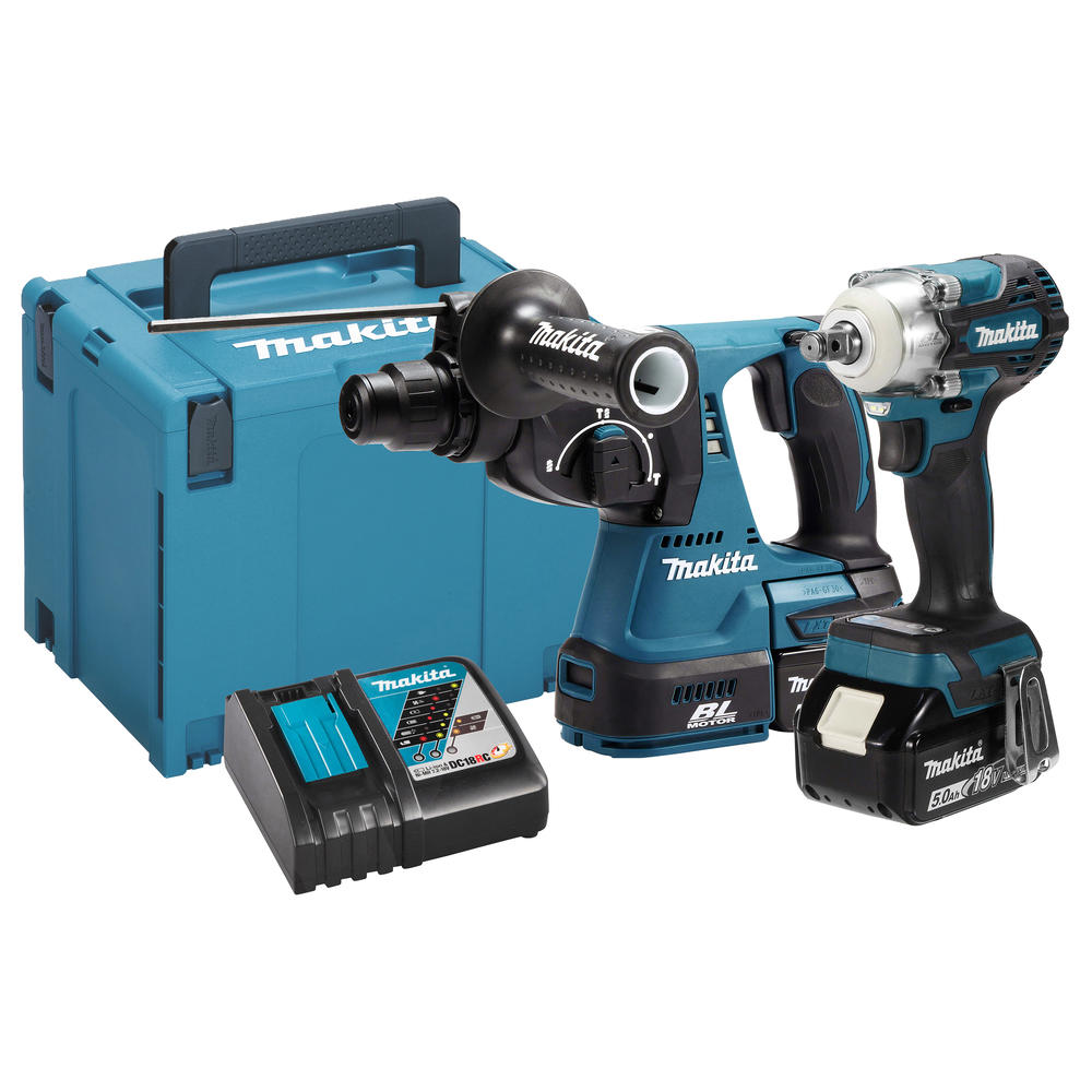 Makita DLX2372TJ 18v LXT Cordless SDS Drill and Impact Wrench Kit 2 x 5ah Li-ion Battery Charger Case