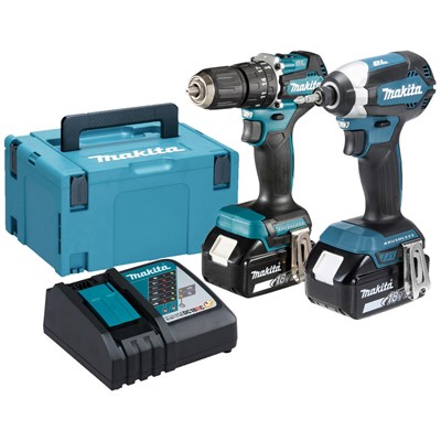 Makita DLX2460TJ 18v LXT Cordless Brushless Combi Drill and Impact Driver Kit
