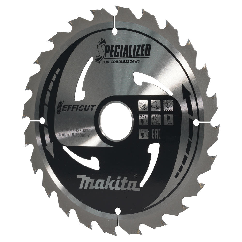 Makita Specialized Efficut Circular Saw Blade For Wood Cutting 185mm 24t 30mm