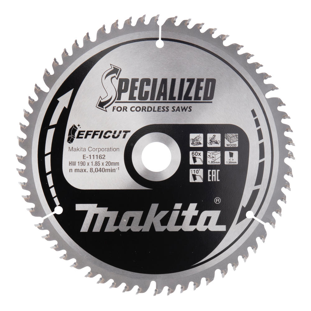 Makita SPECIALIZED Efficut Wood Cutting Saw Blade 190mm 60T 20mm