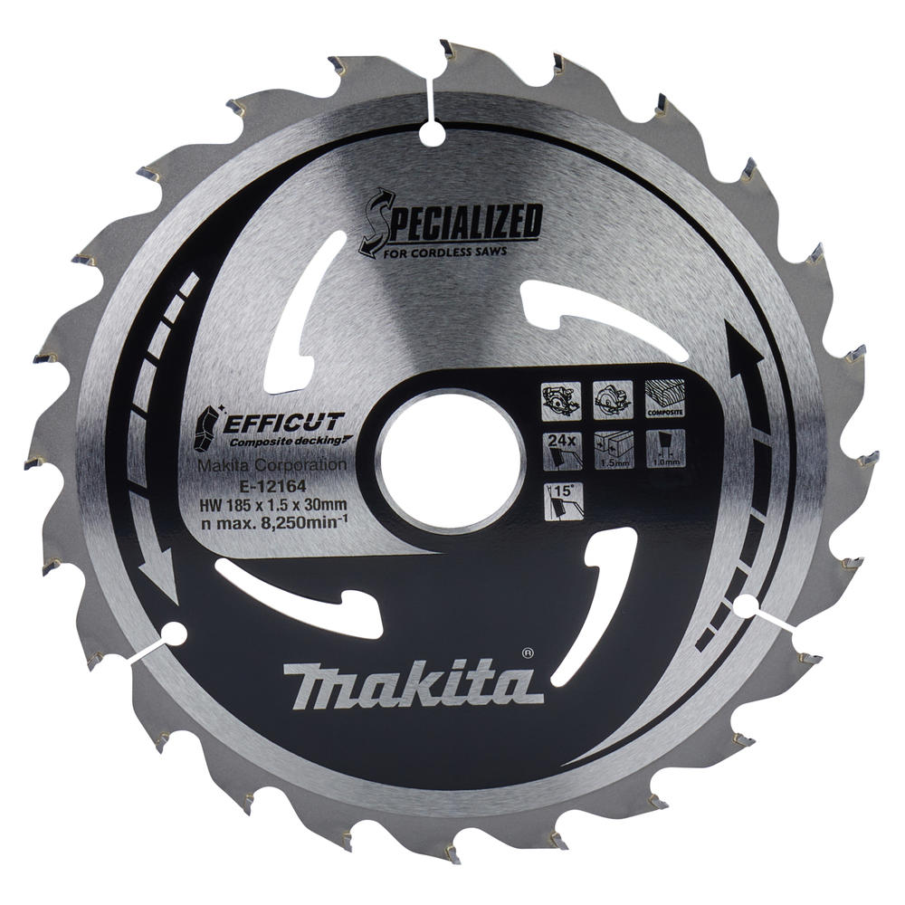 Makita Specialized Efficut Circular Saw Blade For Composite Decking 185mm 24t 30mm