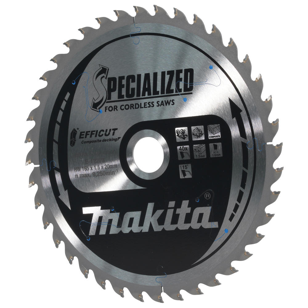 Image of Makita SPECIALIZED Efficut Circular Saw Blade for Composite Decking 165mm 40T 20mm