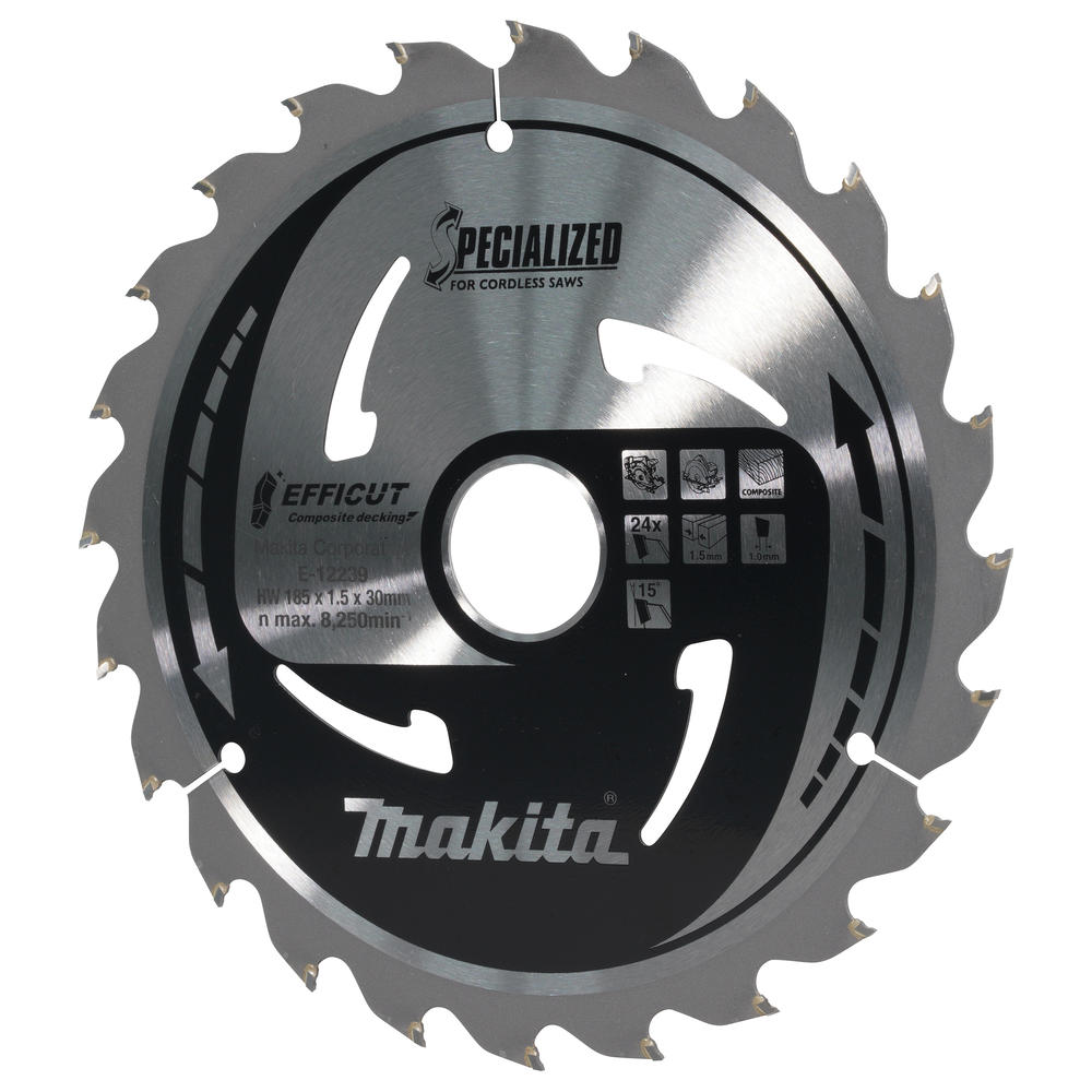 Makita SPECIALIZED Efficut Circular Saw Blade for Composite Decking 185mm 24T 30mm