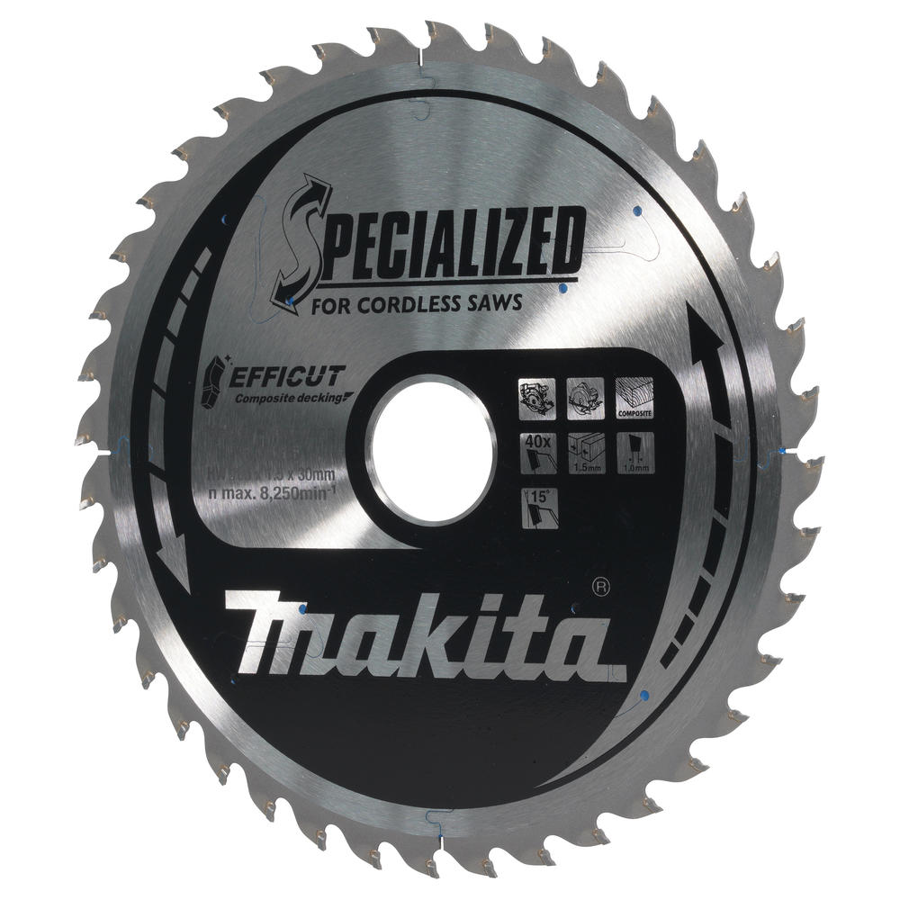 Image of Makita SPECIALIZED Efficut Circular Saw Blade for Composite Decking 185mm 40T 30mm