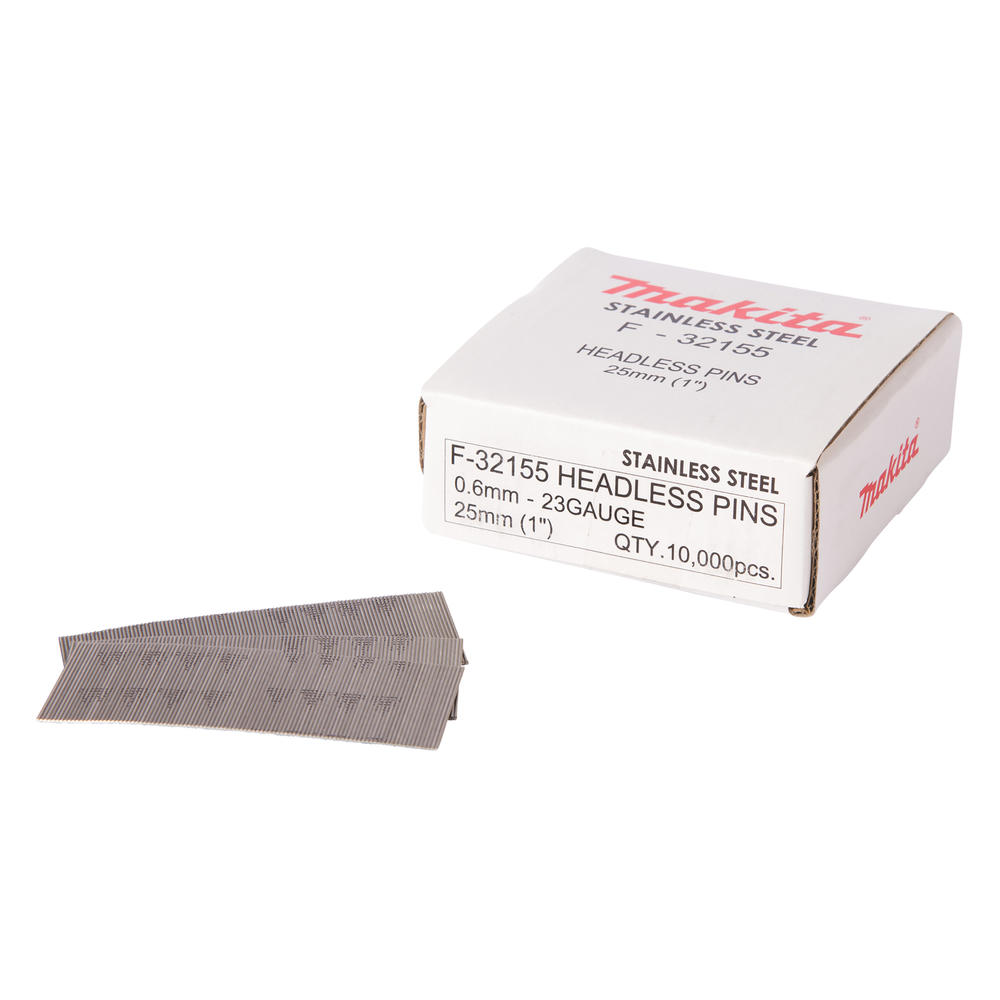 Makita 23 Gauge Stainless Steel Headless Mini Pins 25mm Pack of 10000