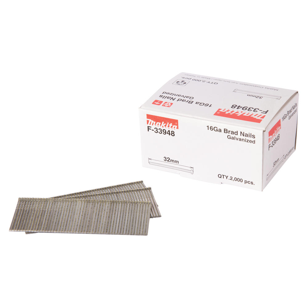 Makita Straight 16 Gauge Finishing Brad Nails 32mm Pack of 2000