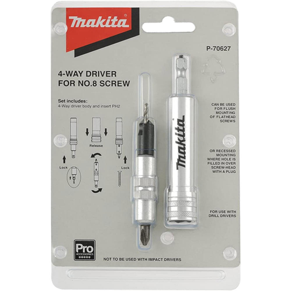 Makita Professional 4 Way Drill And Screwdriver Bit Size 8