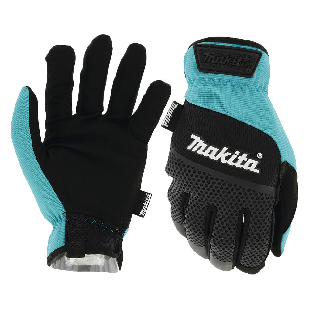 Makita Open Cuff Working Gloves Black / Blue XL Pack of 1