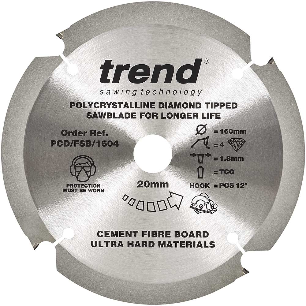 Trend Cement Fibreboard PCD Cutting Saw Blade 160mm 4T 20mm