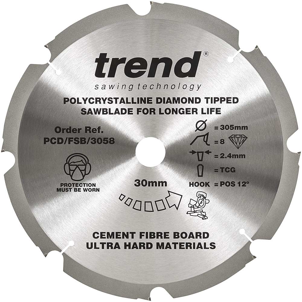 Trend Cement Fibreboard PCD Cutting Saw Blade 305mm 8T 30mm