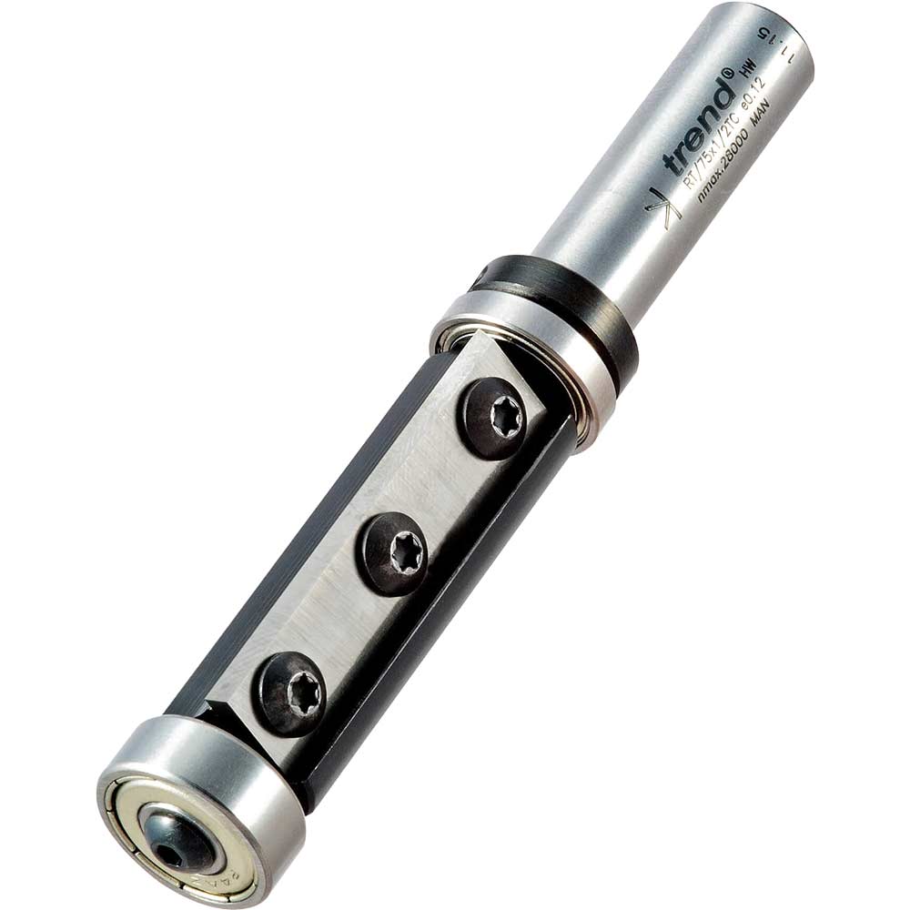 Image of Trend Rota-Tip Two Flute Double Bearing Guided Trimmer 19.1mm 50mm 1/2"