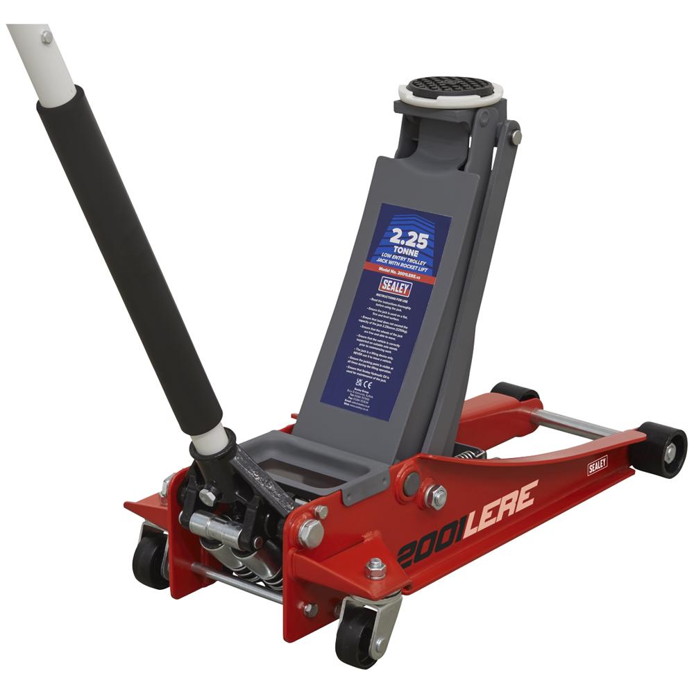 Sealey 2 Tonne Low Entry Rocket Lift Trolley Jack Red