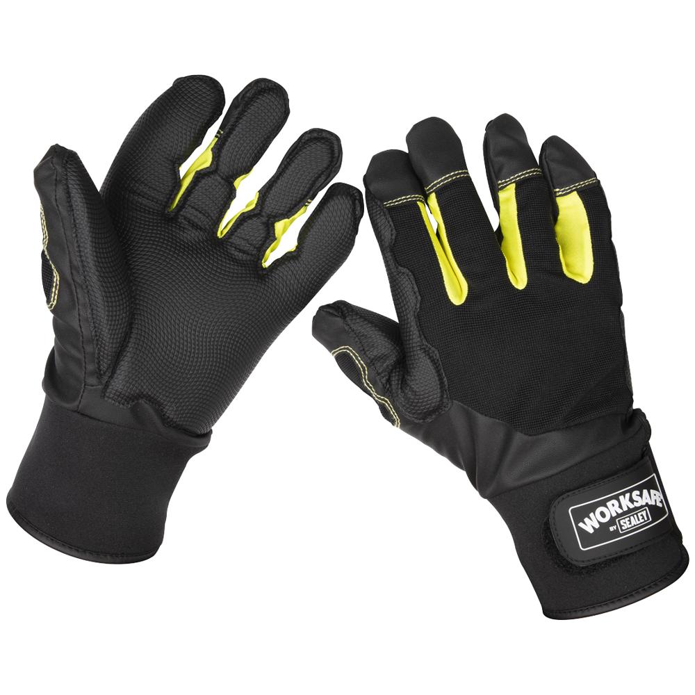 Sealey Worksafe Anti Vibration Gloves Black / Yellow L