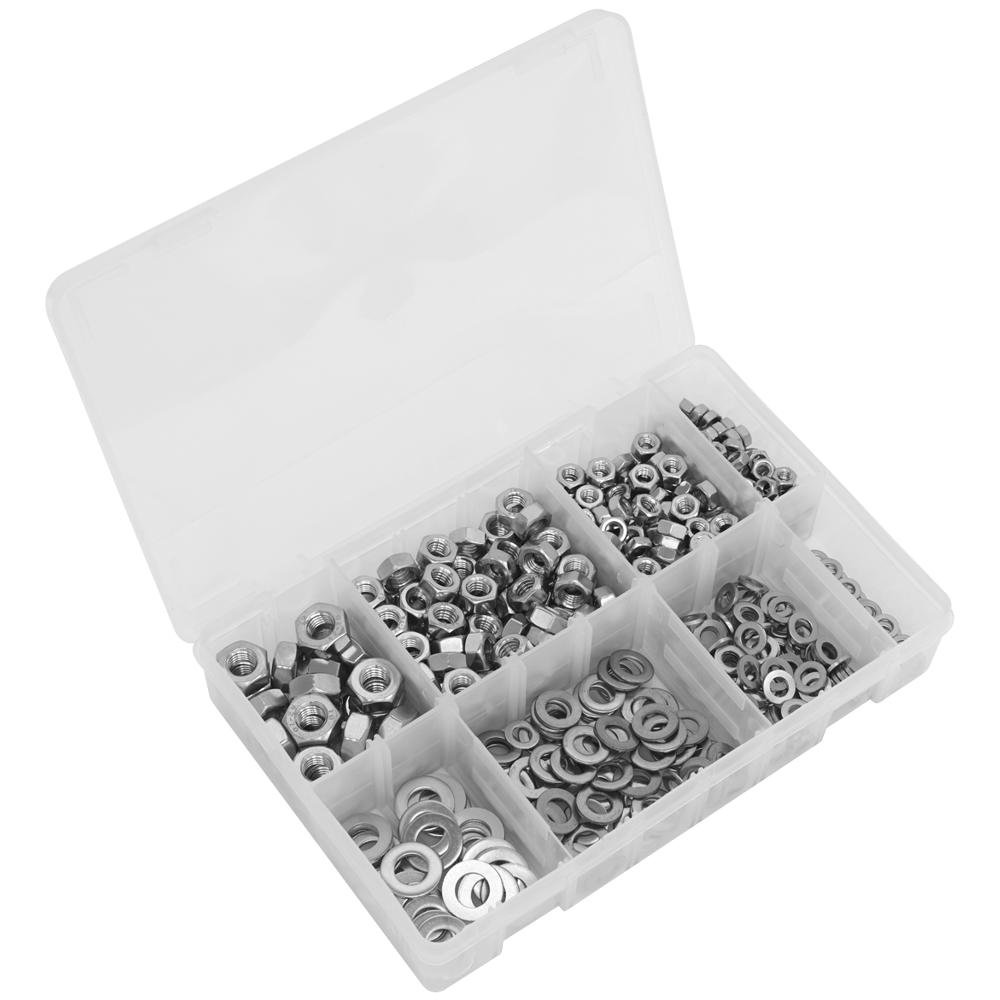 500 Piece Stainless Steel Nut and Washer Assortment M5 - M10