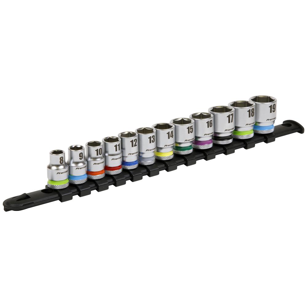 Sealey 12 Piece 3/8" Drive Colour Coded Hexagon Socket Set 3/8
