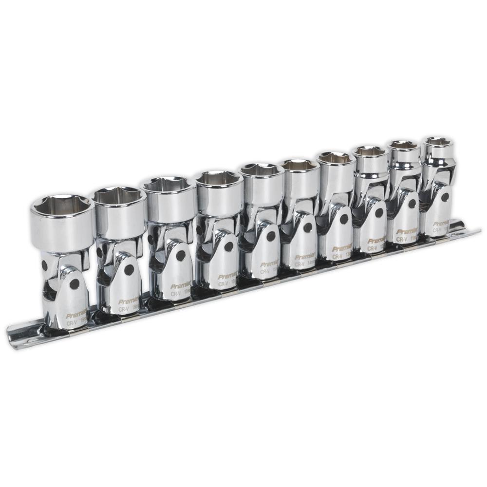 10 Piece 3/8" Drive Universal Joint Hexagon WallDrive Socket Set