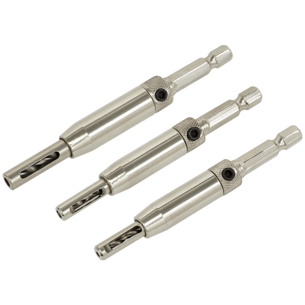 3 Piece Self Centering Chamfered Hinge Drill Bit Set