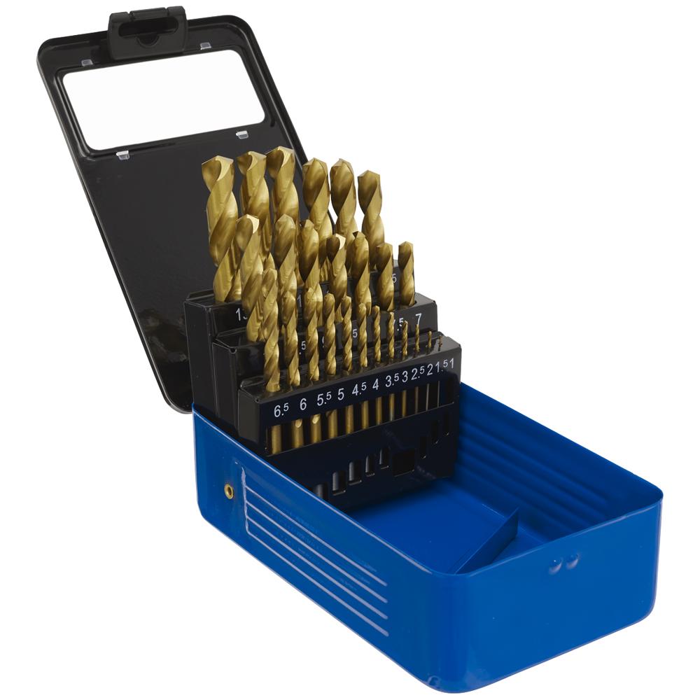 25 Piece HSS Titanium Coated Drill Bit Set