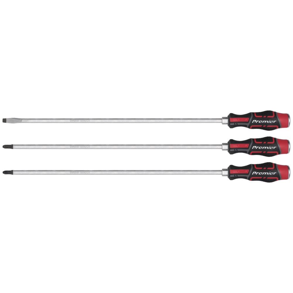 3 Piece Slotted and Phillips Hammer Thru Long Screwdriver Set