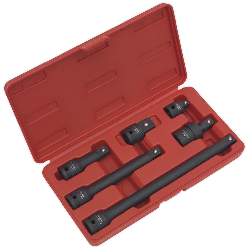 Sealey AK5514 6 Piece 1/2" Drive Impact Socket Adaptor and Extension Bar Set 1/2