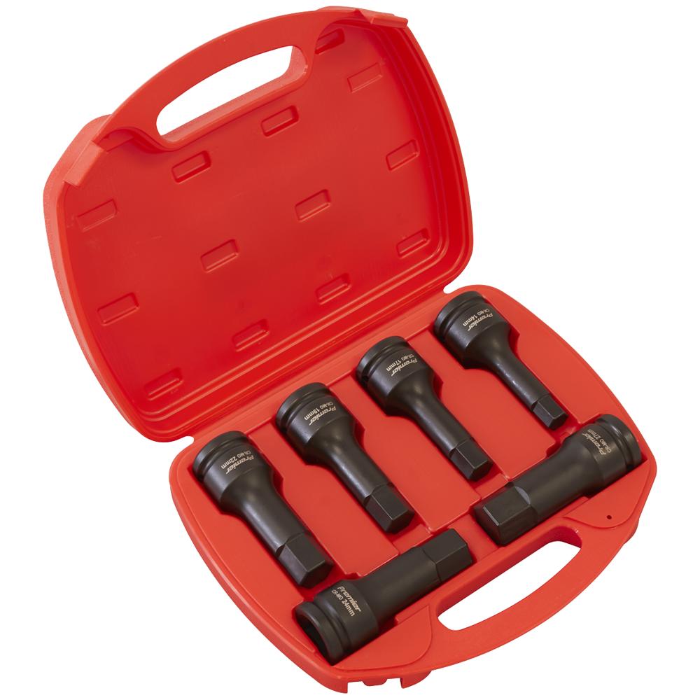 Sealey 6 Piece 3/4" Drive Impact Hexagon Socket Bit Set 3/4