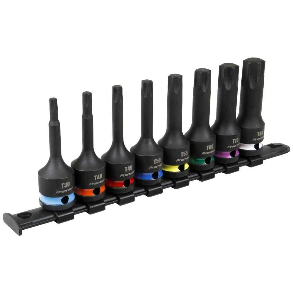 Sealey 8 Piece 1/2" Drive Impact Torx Socket Bit Set 1/2