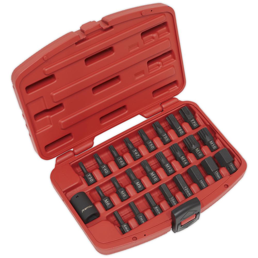 Sealey 25 Piece Impact Torx, Hex and Spline Socket Bit Set 1/2