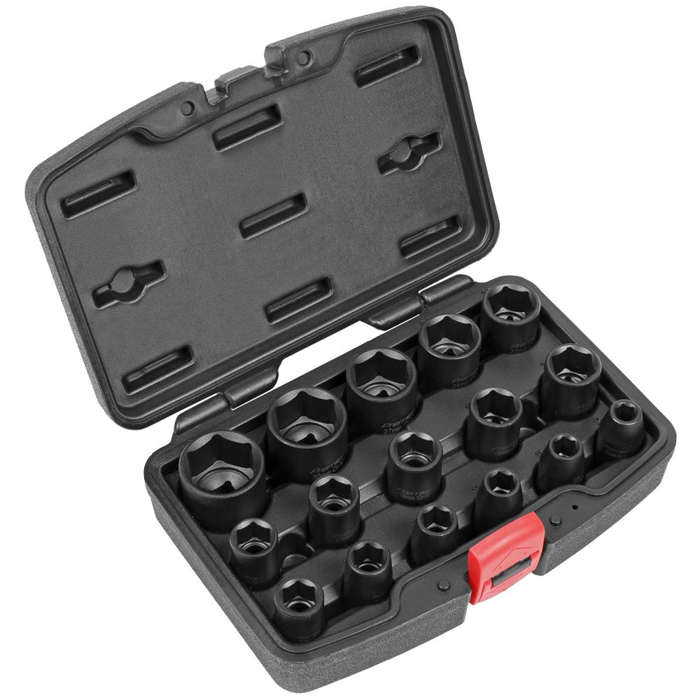 16 Piece 1/2" Drive Hexagon Impact Socket Set
