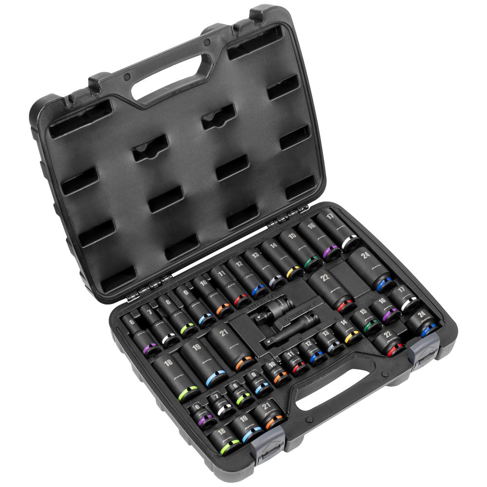 36 Piece 3/8" Drive Colour Coded Impact Socket Set