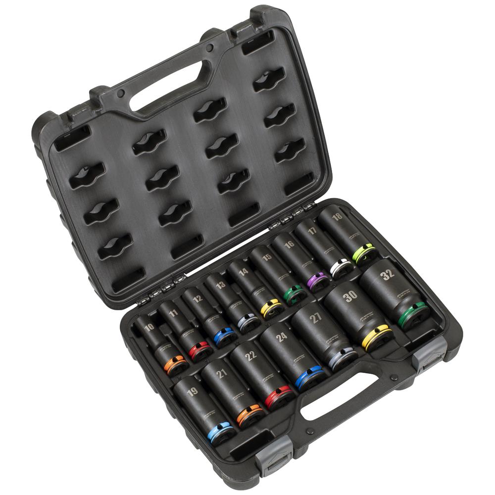 16 Piece 1/2" Drive Deep Lock On Impact Socket Set