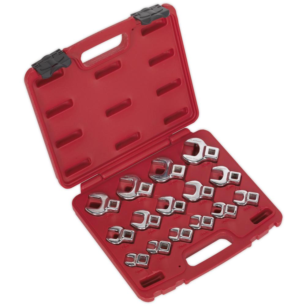Sealey 15 Piece 3/8" Drive Crow Foot Spanner Set Metric 3/8