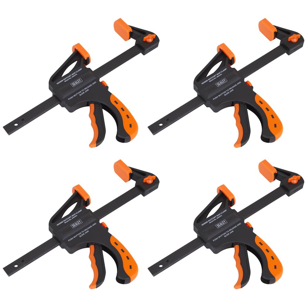 Sealey Ratchet Bar Clamp Pack of 4 150mm 63mm