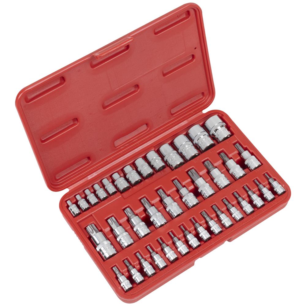 Sealey 38 Piece Combination Drive Torx / Security Torx Socket and Socket Bit Set Combination