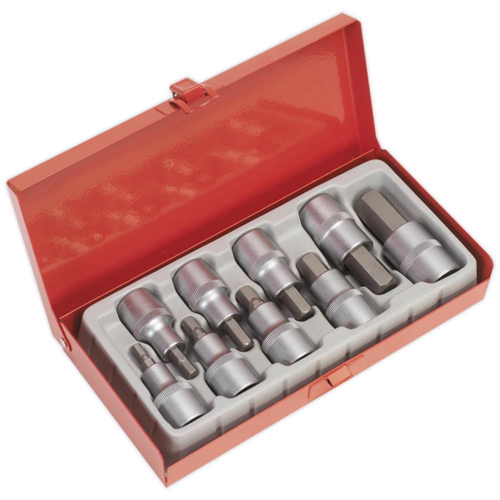 Sealey 9 Piece 1/2" Drive Hexagon Socket Bit Set 1/2