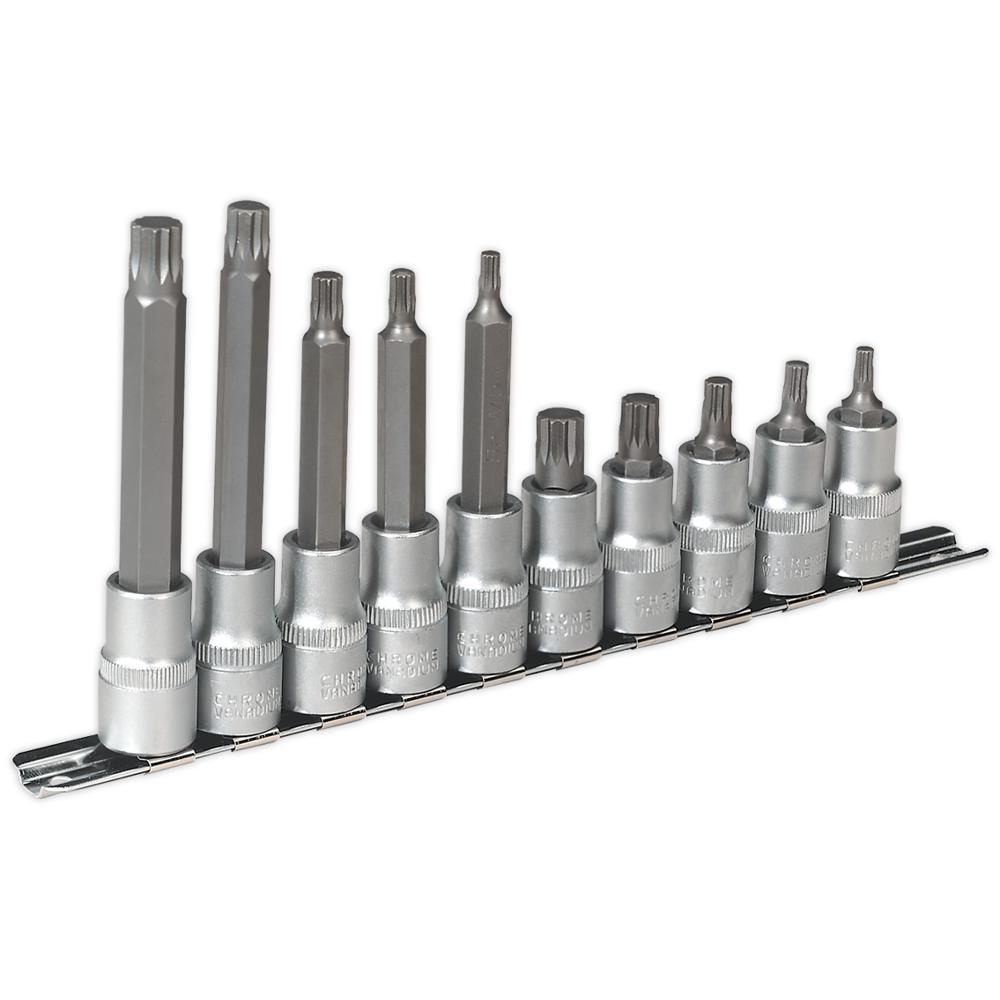 Sealey 10 Piece 1/2" Drive Spline Socket Bit Set 1/2