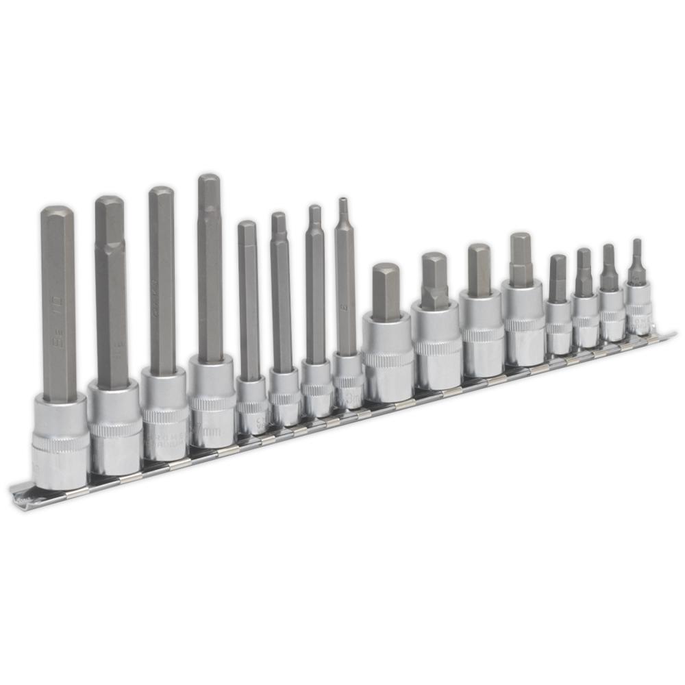 Sealey 16 Piece Combination Drive Hexagon Socket Bit Set Metric Combination
