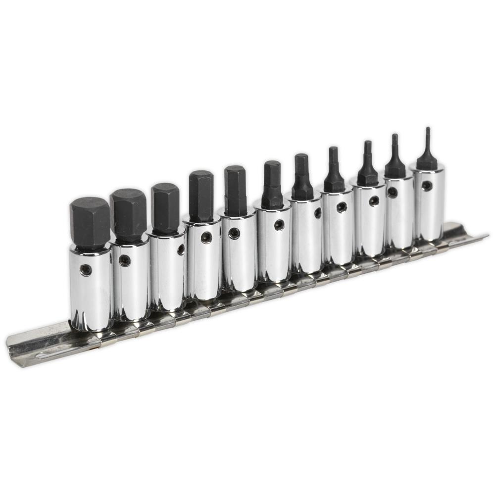 11 Piece 1/4" Drive Hexagon Socket Bit Set Metric