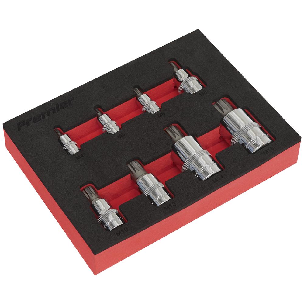 Sealey 8 Piece Combination Drive Spline Socket Bit Set Combination