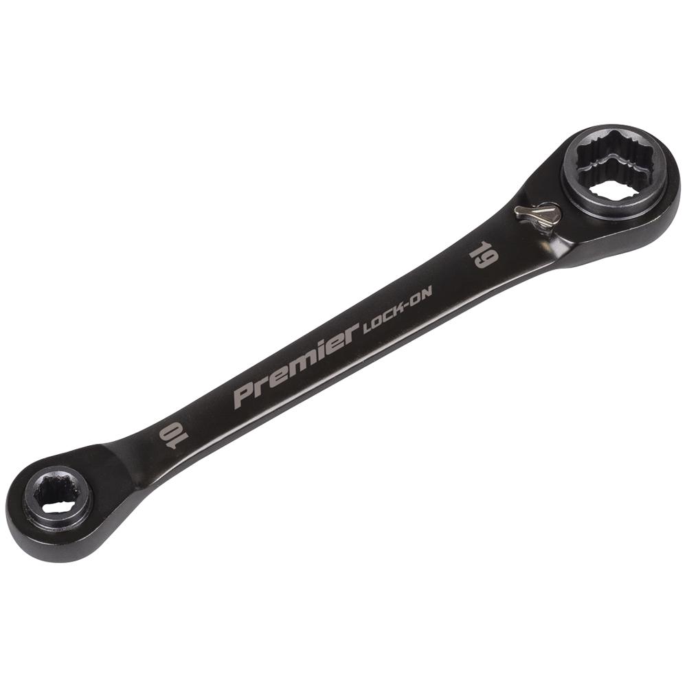 Sealey Premier Black 4 in 1 Reversible Lock On Ratchet Ring Spanner 10mm - 19mm