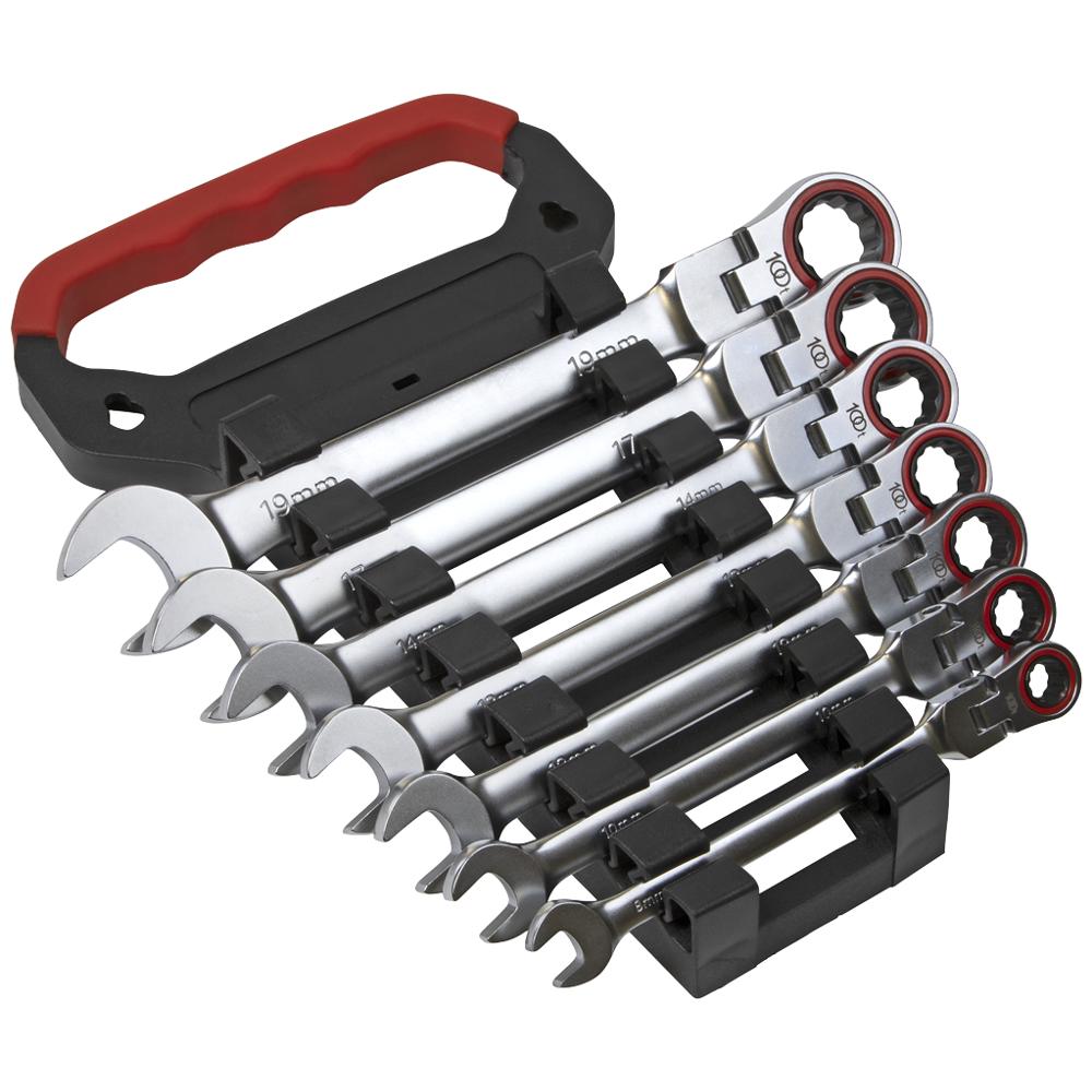 Sealey 7 Piece Flexi Head Ratchet Combination Spanner Set