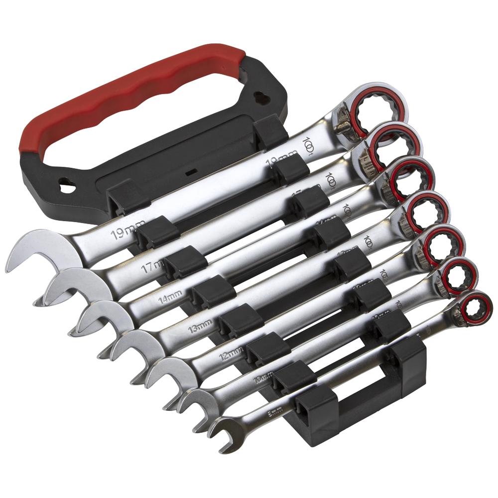 Sealey 7 Piece Reversible Ratchet Combination Spanner Set