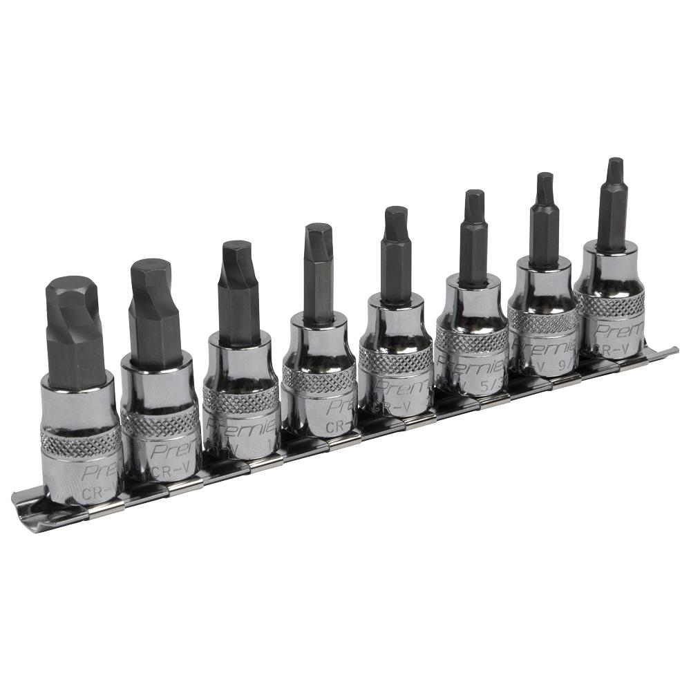 Sealey 8 Piece 3/8" Drive Lock On Hexagon Socket Bit Set Imperial 3/8