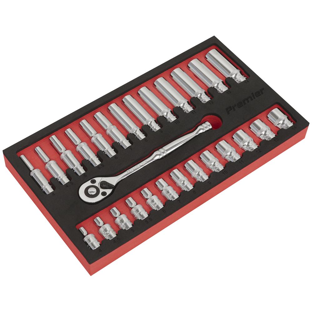 Sealey 27 Piece 1/4" Drive Socket Set in Foam Module 1/4