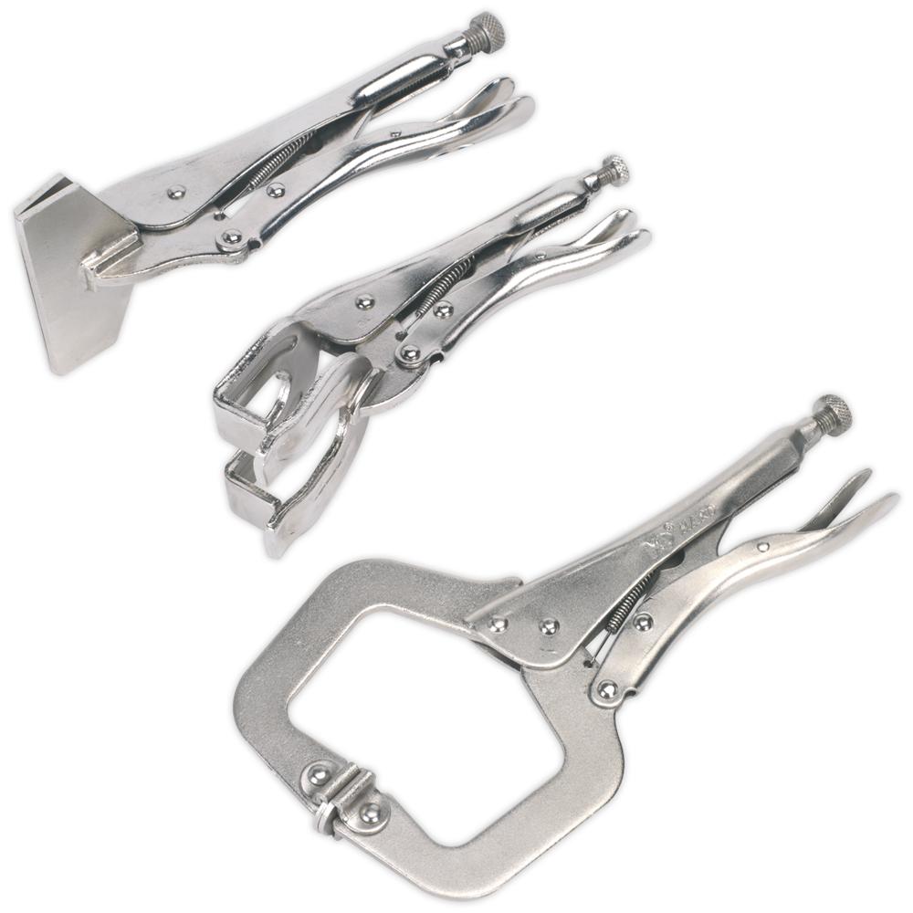 Sealey 3 Piece Sheet Metal and Welding Clamp Set
