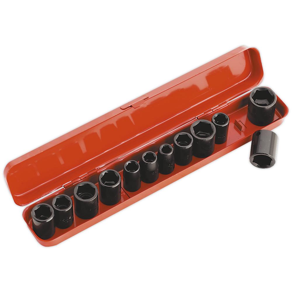 Sealey 12 Piece 3/8" Drive Hexagon Impact Socket Set Metric and Imperial 3/8