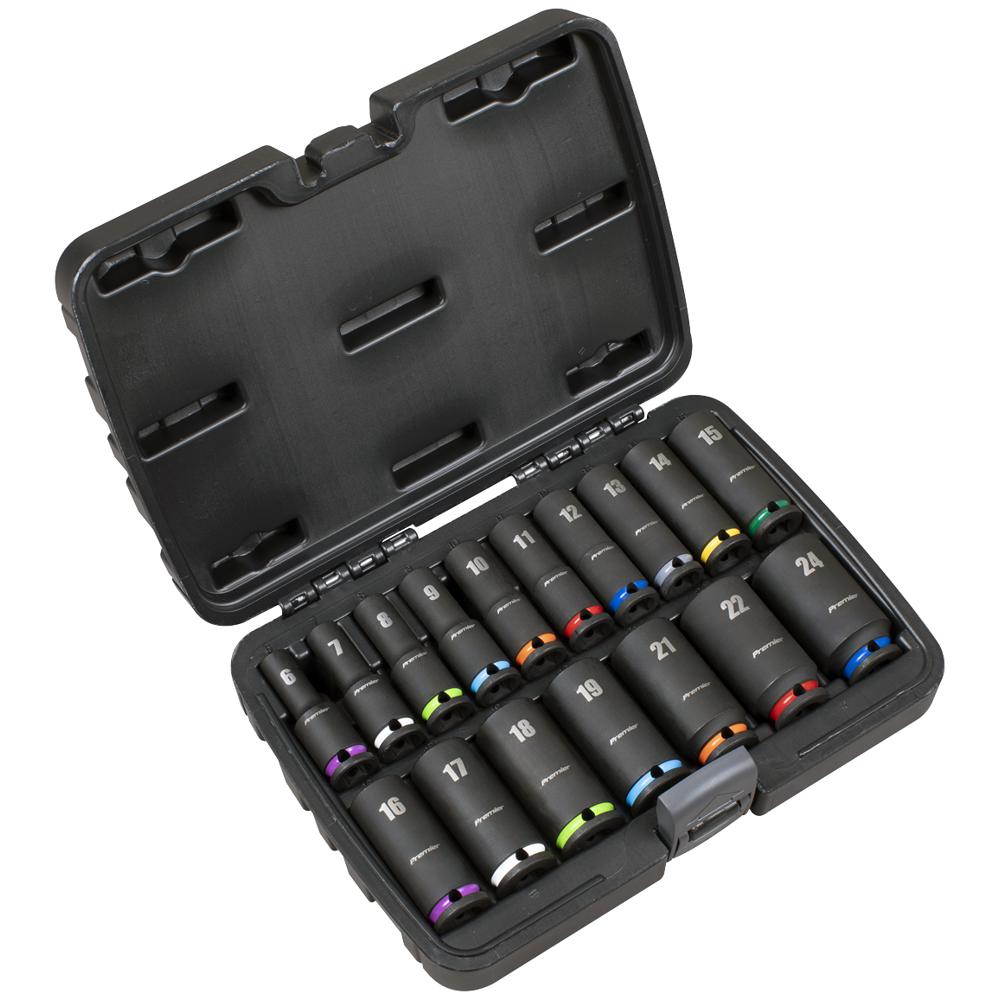Sealey Premier 17 Piece 3/8" Drive Deep Impact Socket Set 3/8
